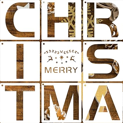 Amazon Com Llgltec 9 Pieces Christmas Stencils Merry Christmas