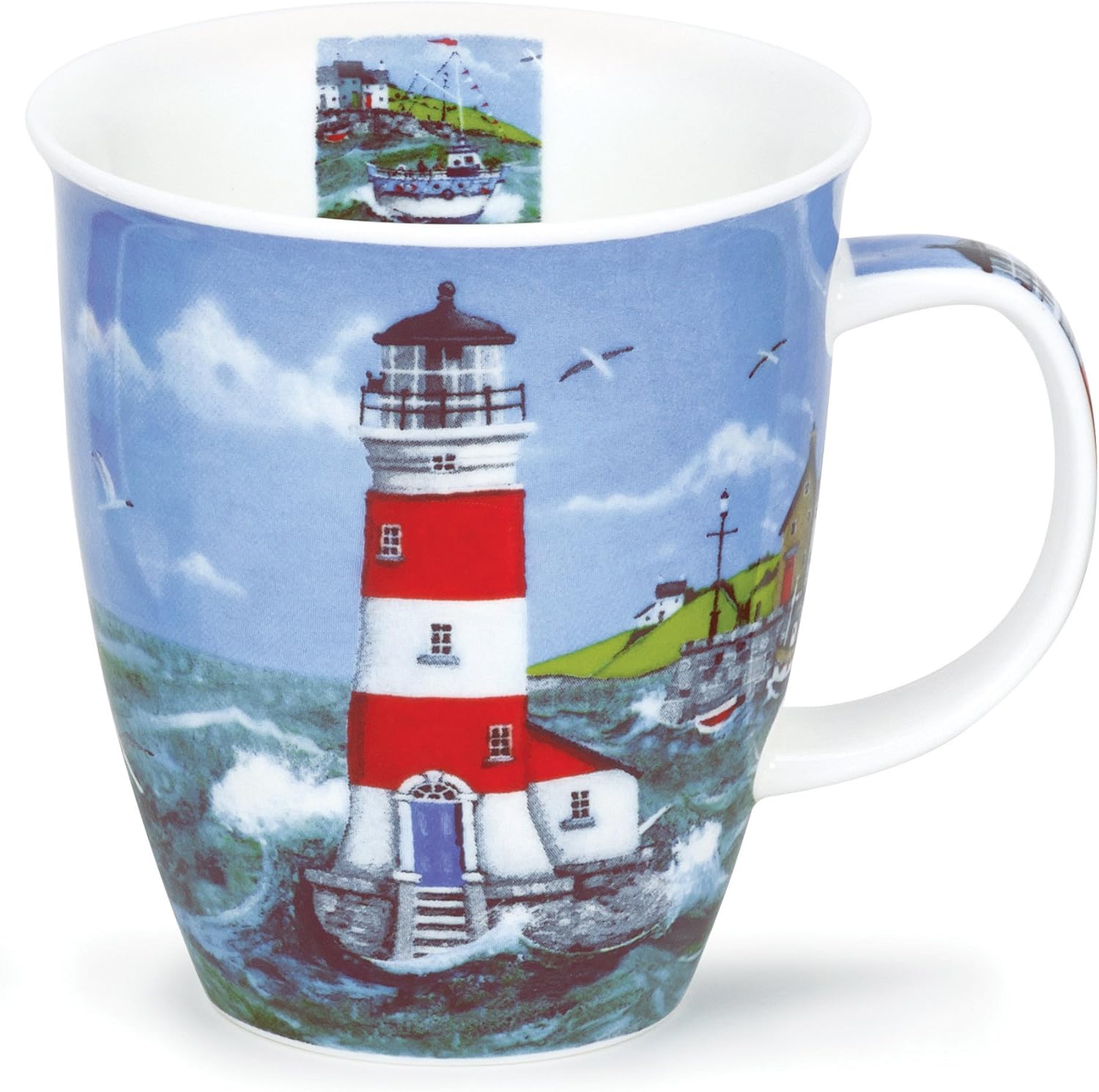 Dunoon Fine Bone China Mug Nevis Shape Lighthouse Seas Made in