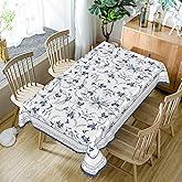 Baocicco Blue Floral Rectangular Tablecloth Blue and White French Country Tablecloths Rustic Flowers Stain Proof Table Cover for Farmhouse Decor Indoor Outdoor Table Picnic Dinner Decor 60x120 Inch