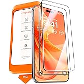 TORRAS Military-Grade Screen Protector for iPhone 15 Pro Max [9H+ Aerospace Tempered Glass＆12FT Shatterproof ] One-Step Installation Full Coverage Fit Bubble Free Top-Notch Protection, 2 Pack