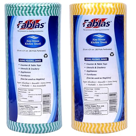 Fablas Non-Woven Mulitpurpose Kitchen Towel Roll 80 Pull (Pack of 2)