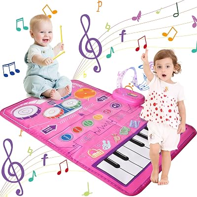 Lavliy Music Mat Baby Toys 0-6 Months 3 in 1 Piano Mat with Sticks