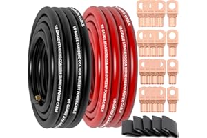 1/0 Gauge Wire Copper Clad Aluminum CCA (20Ft Each Black/Red) Primary Automotive Wire,Battery Cable for Car Audio Speaker,Sol