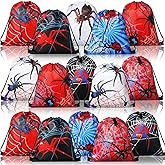 Lothee 24 Pcs Spider Web Drawstring Bags Birthday Party Decoration Goodie Bag Backpack for Birthday Party Supplies (Spider Style)
