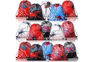Lothee 24 Pcs Spider Web Drawstring Bags Birthday Party Decoration Goodie Bag Backpack for Birthday Party Supplies (Spider Style)