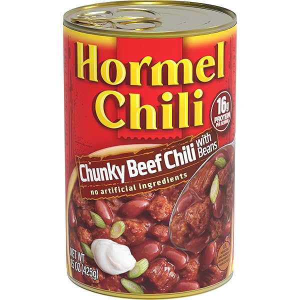 HORMEL CHILI CHUNKY BEEF CHILI WITH BEANS, NO ARTIFICIAL INGREDIENTS, 15 OZ