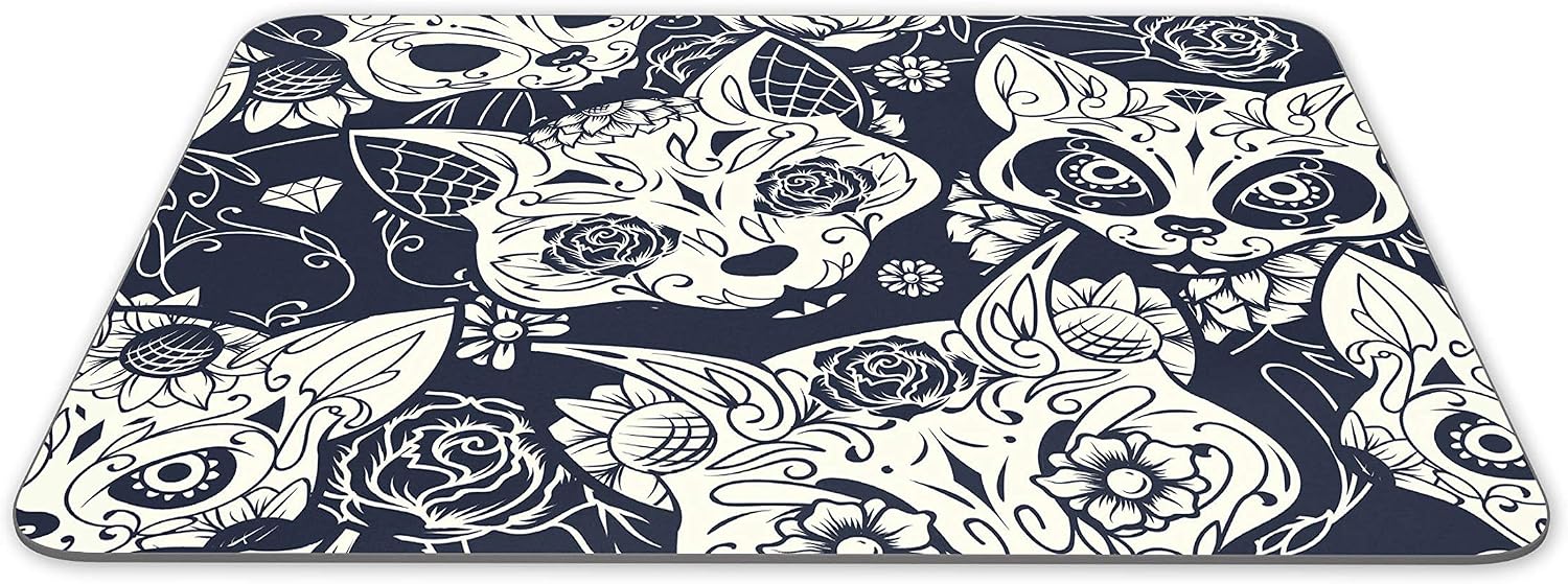 Sugar Skull Cats Mouse Mat Pad - Cat Animal Student Girls Computer #14218, Multicolor, 23.5cm x 19.6cm x 5mm - Image 3