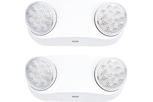 GRUENLICH LED Emergency Light with Battery Backup, 2 Adjustable Bug Eye Heads Lights, US Standard, AC 120-277V, Hardwired Commercial Emergency Exit Light for Business, 2-Pack