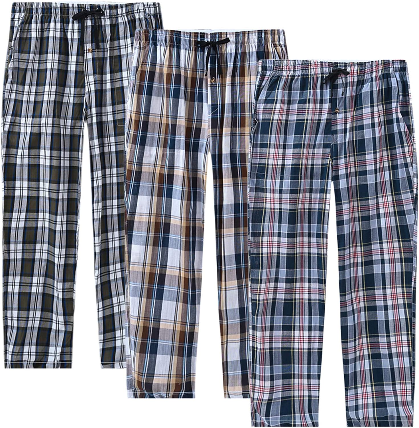 MoFiz Short Pyjama Homme Coton à Carreaux – Bas De Pyjama Léger Respirant Avec Poches Et Taille Élastique, Confort Ultime à La Maison