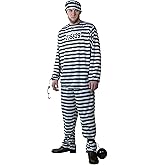 Men's Prisoner Halloween Costume | Adult Criminal Prison Outfit | Escaped Convict Attire for Themed Parties and Cosplay