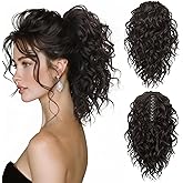 ZQIAN BEAUTY 12 Inch Dark Brown Ponytail Extension - Soft Curly Pony Tails Hair Extensions, Claw Clip Ponytail Extension, Short Synthetic Hair Pieces for Women (Color: Dark Brown)