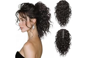 ZQIAN BEAUTY 12 Inch Dark Brown Ponytail Extension - Soft Curly Pony Tails Hair Extensions, Claw Clip Ponytail Extension, Short Synthetic Hair Pieces for Women (Color: Dark Brown)