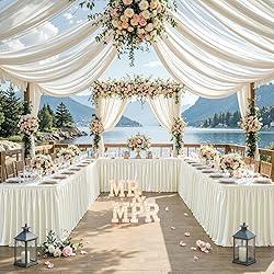 9ft Length Glitter Ivory Table Skirt Rectangle