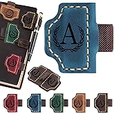 Artlaza Personalized Magnetic Leather Bookmark with Pen Holder - 26 Letters Custom Book Mark with Name Initial Engraved Book Marker for Readers, Book Lovers, Travelers - Gift for Women & Men(Blue,A
