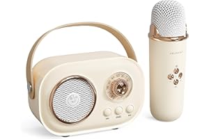Baolira Bluetooth Speaker with Microphone,Karaoke Machine for Adults,Portable Karaoke Machine,Mini Karaoke Machine for Family Home Party,Birthday Gifts for Women(Beige)