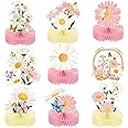 Hotop 9 Pcs Daisy Flower Birthday Party Decorations Daisy Butterfly Honeycomb Centerpieces 3D Daisy Centerpieces for Tables Pink Daisy Table Toppers Boho Groovy Party Decorations Girl Baby Shower
