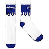 Tee Luv Men's Hamm's Beer Brand Logo Crew Socks (White/Blue)