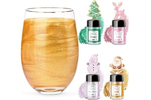 TEENTHY Edible Glitter - 4 Colors Luster Dust Edible-Gold,Green,Pink,Rainbow,100% Food Grade Edible Glitter for Christmas Drinks, Cakes, and Cookie Decoration, Vegan-Friendly Edible Luster Dust（0.18oz）