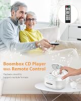 GREADIO Portable CD Player with Speakers Bluetooth FM USB AUX LCD Display Remote view 2