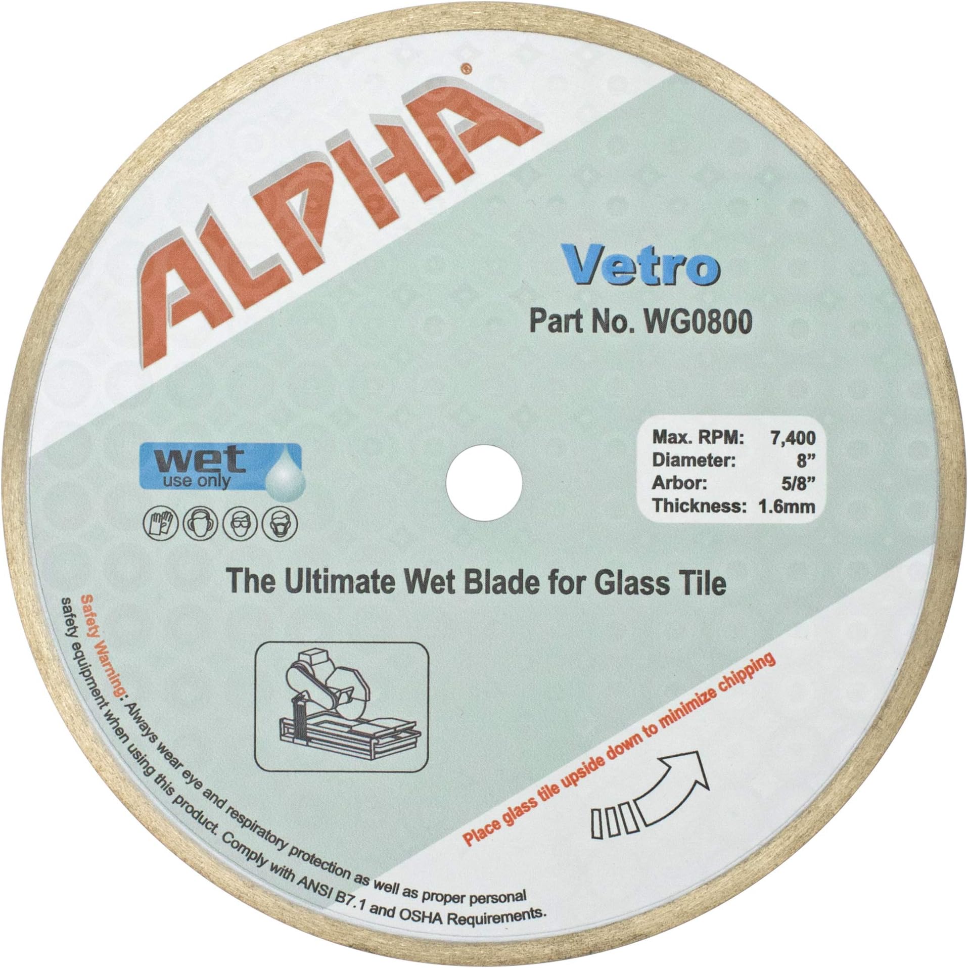 Glass Wet 8" Diamond Blade