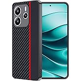 Suttkue for Xiaomi Redmi Note 14 5G Case,high qualit,PC Material Carbon Fiber，Scratch Resistant,Anti-Skid-Black and red