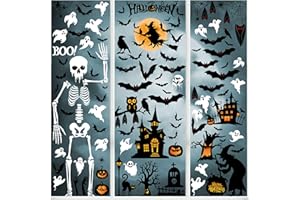 HOLYHOM Halloween Window Clings, Halloween Window Stickers Decorations, Double-Side Removable Decals for Party Décor