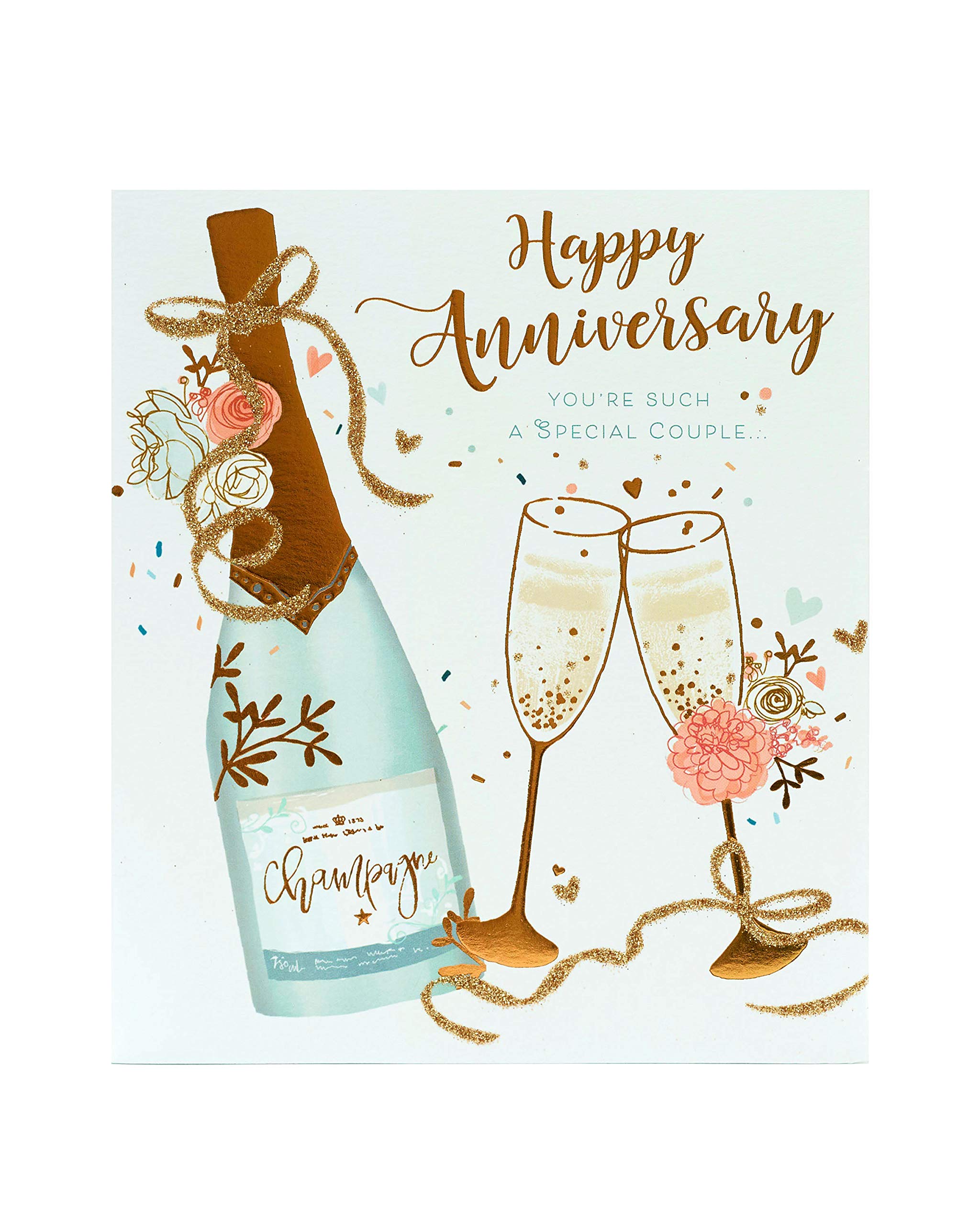 Wedding Anniversary Card - Couples Anniversary Card - for a Special Couple - Champagne Gold Foil Design