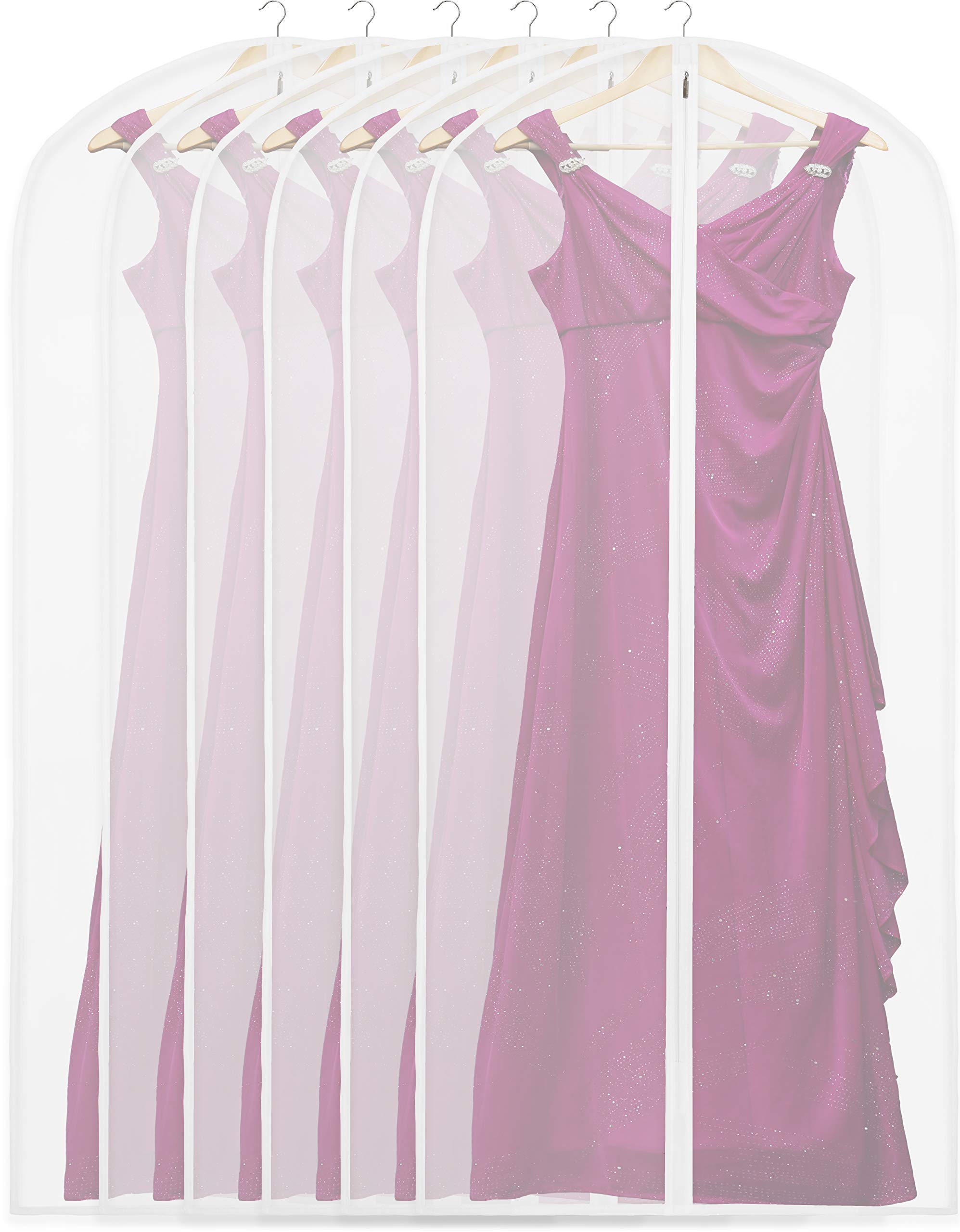 Simple Houseware 60-Inch Clear Garment Bags with Zipper for Suits, Dresses, Costumes, Uniforms - 6 Pack