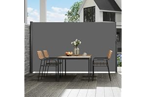 VEVOR Retractable Side Awning, UV 50 71''x118'' Full Aluminum Rust-Proof Outdoor Privacy Screen, 280 g Thicken Folding Room Divider Fence & Wind Screen for Backyard, Balcony, Roof Terraces, Grey