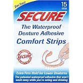 Secure Denture The Waterproof Denture Adhesive Comfort Strips, 15 Strips