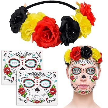 Amazon Com Halloween Temporary Face Tattoos Sugar Tattoos And