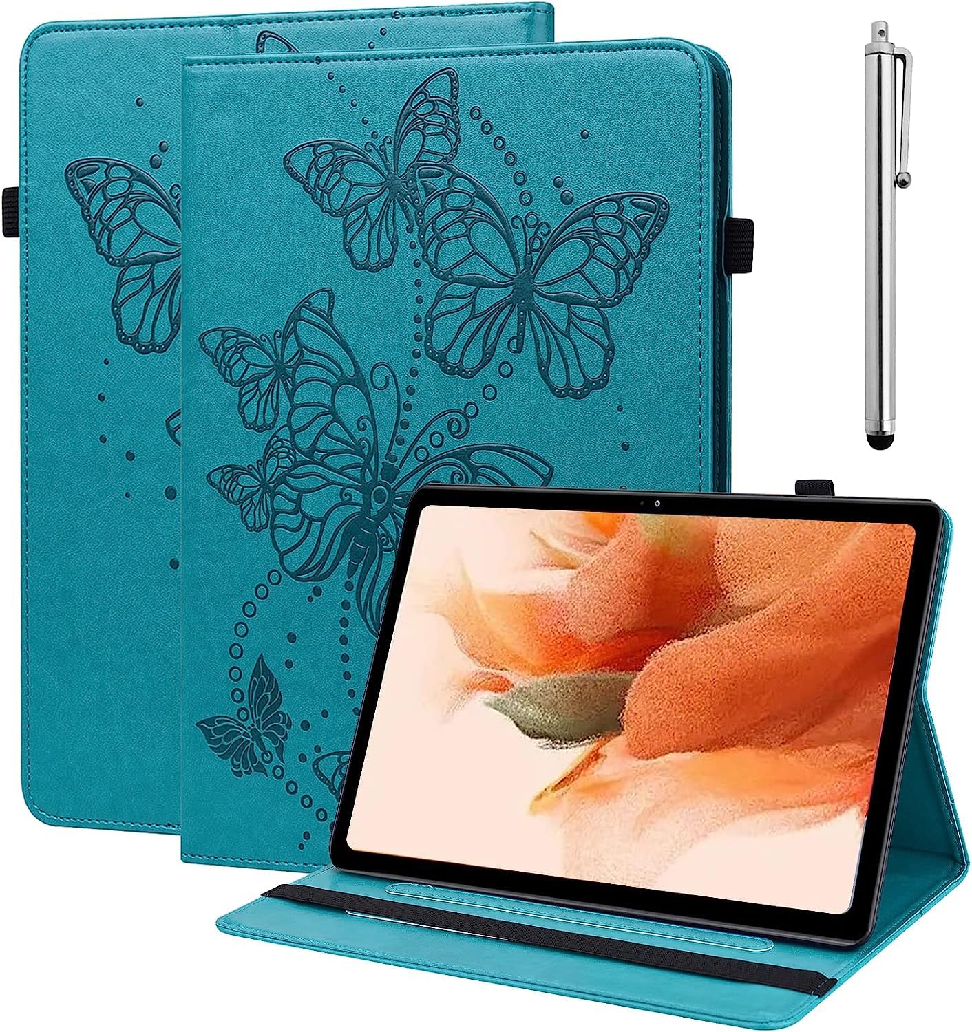 GLANDOTU Lenovo Tab P11 (TB-J606F/J606X) Case 11 inch, Fold Stand Function Cover, Butterfly Folio Flip PU Leather Tablet Case for Lenovo Tab P11 Plus (TB-J616F) (with Stylus pen)-Blue
