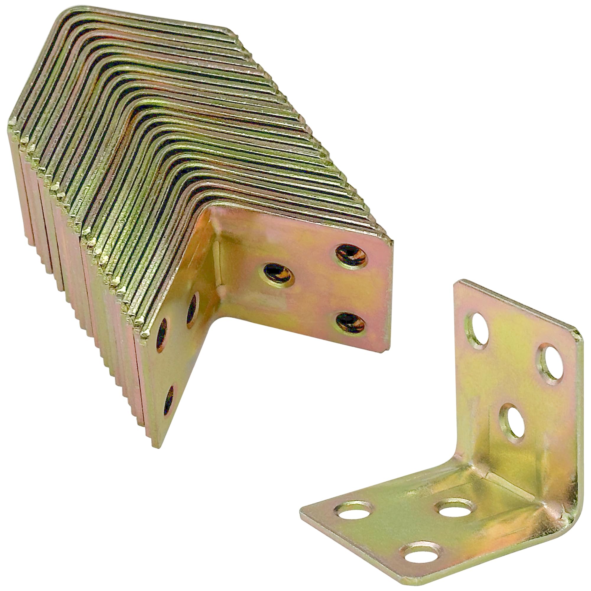 24 PCS L-Shaped Brackets,Furniture Cabinet Hardware Corner Braces,Zinc-Plated Angle Brackets