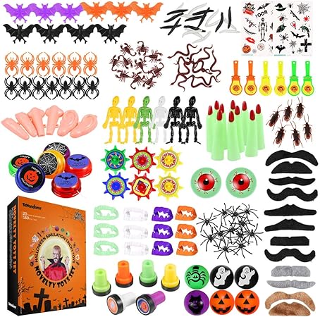Amazon Tomaibaby ハロウィンシミュレーショントリッキーなおもちゃセットお化け屋敷のトリックオアトリートハロウィンパターン 160個 ジョーク どっきり おもちゃ