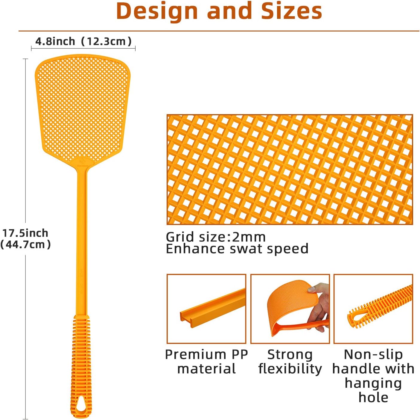 Kensizer 5-Pack Plastic Fly Swatters Heavy Duty, Multi Pack Matamoscas, Jumbo Long Fly Swat Shatter, Large Bug Swatter That Work for Indoor and Outdoor: Garden & Outdoor
