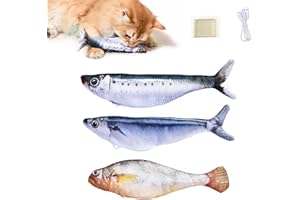 Petgravity Bite-Sized Realistic Flopping Fish Cat Toys, 3 Pack, Interactive Cat Toys for All Breeds, Tap-Activated 3 Flapping Mode, Sardine/Saury/Yellow Croaker, 7.1 Inches, with Catnip, Rechargeable
