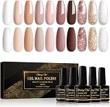Shining She Gel Nail Polish 10 Colors Nude Pink White Champagne Brown Glitter