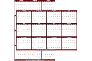SWIFTMAPS 32" x 48" SwiftGlimpse 2025 Wall Calendar Erasable Jumbo XL Wet & Dry Erase Laminated 12 Month Annual Yearly Wall Planner, Reversible, Horizontal/Vertical, Maroon