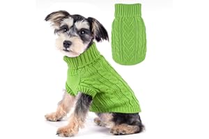 puppishy Dog Sweaters Dog Clothes for Small Dogs Dog Knitted Warm Sweater Turtleneck Puppy Clothes Small Dog Pullover Sweater Fall Winter Cat Apparel (Green, X-Small)