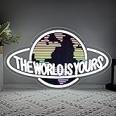 The World is Yours Neon Sign, Led Neon Light Signs for Wall Decor Colorful Planet LED Light up Sign Lamp for Game Room Man Cave Bedroom Bar Birthday Graduation Gift Dimmable USB Powered(16.2"*10.6")