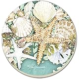 CounterArt Set of 4 Absorbent Coasters, Starfish and Sea Shells