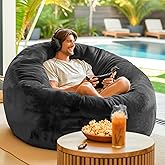 Codi Bean Bag Chair with Filler Included, 4 FT - Comfy Large Beanbag Chairs for Adults - Machine Washable and Soft Mink Bonded Cover - Charcoal Grey, 4ft