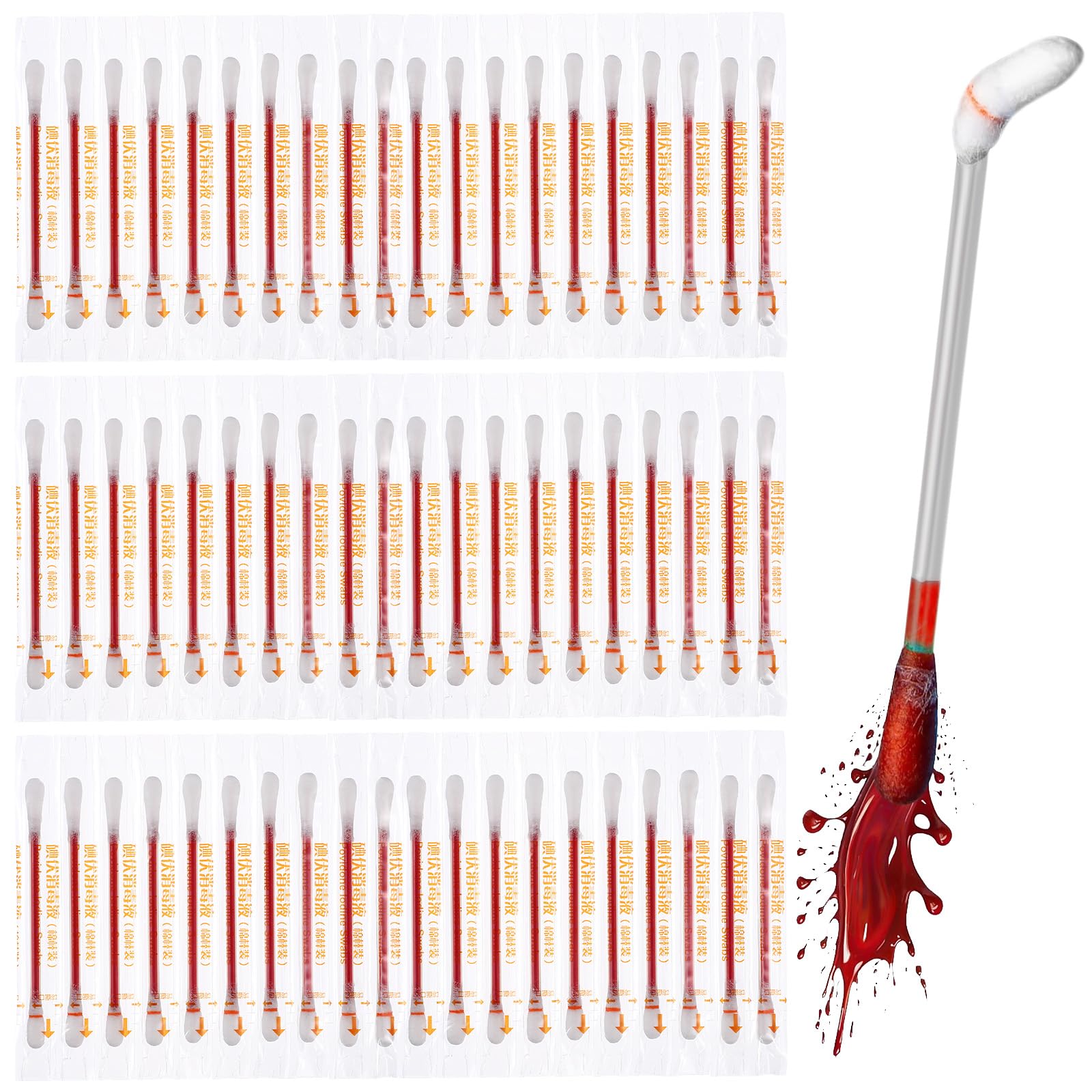 SUPVOX Disposable Iodophor Cotton Swabs: 50pcs Individually Packaged Medical Iodine Swabs for Wound Skin Cleansing Nasal Ears Bruise Home Outdoor Travel Sports Emergency Use
