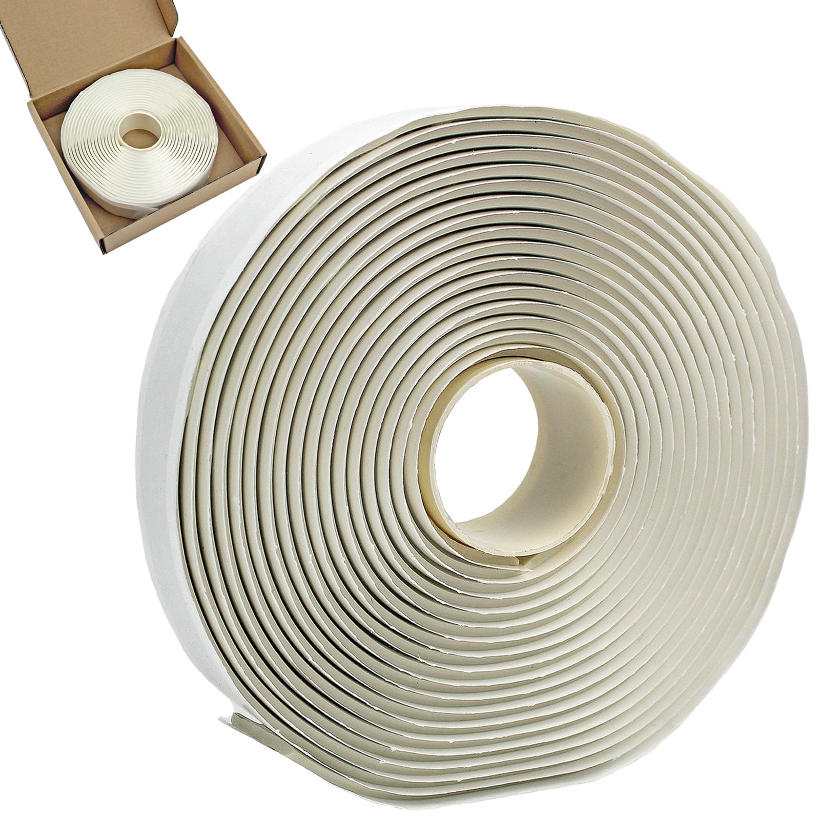 YankMooM White Butyl Seal Tape,5M/16.4Ft Waterproof Butyl Rubber Tape 20mm Wide 3mmThick for RV Repair Window Door Windshield Boat Sealing