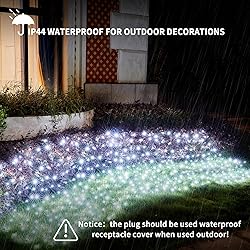 Dirnun Led Christmas Net Lights White Outdoor