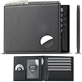 typecase Mens Leather Wallet with AirTag Holder: Hidden Pocket Compatible with Apple Air Tag,Top Grain Leather, Bifold, Slim, RFID Blocking - 10 Card Capacity | Bill Divider | ID Window (Black)