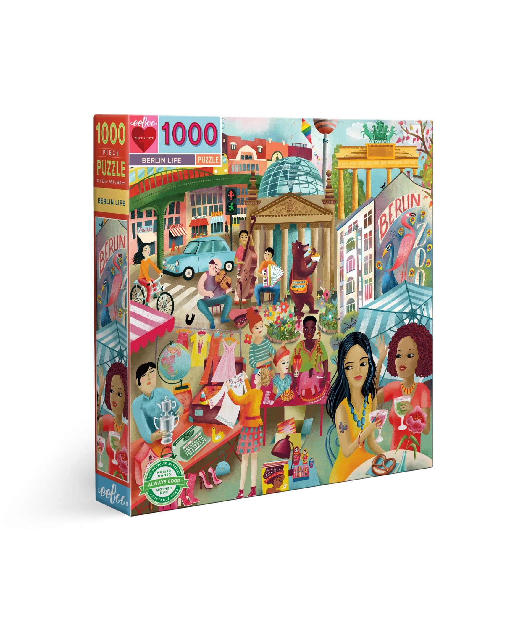 eeBoo Life Jigsaw Puzzle 1000 Pieces Recycled Cardboard for Adults, Browse the City of Berlin, PZTBRL, Multi-Colour — image 1