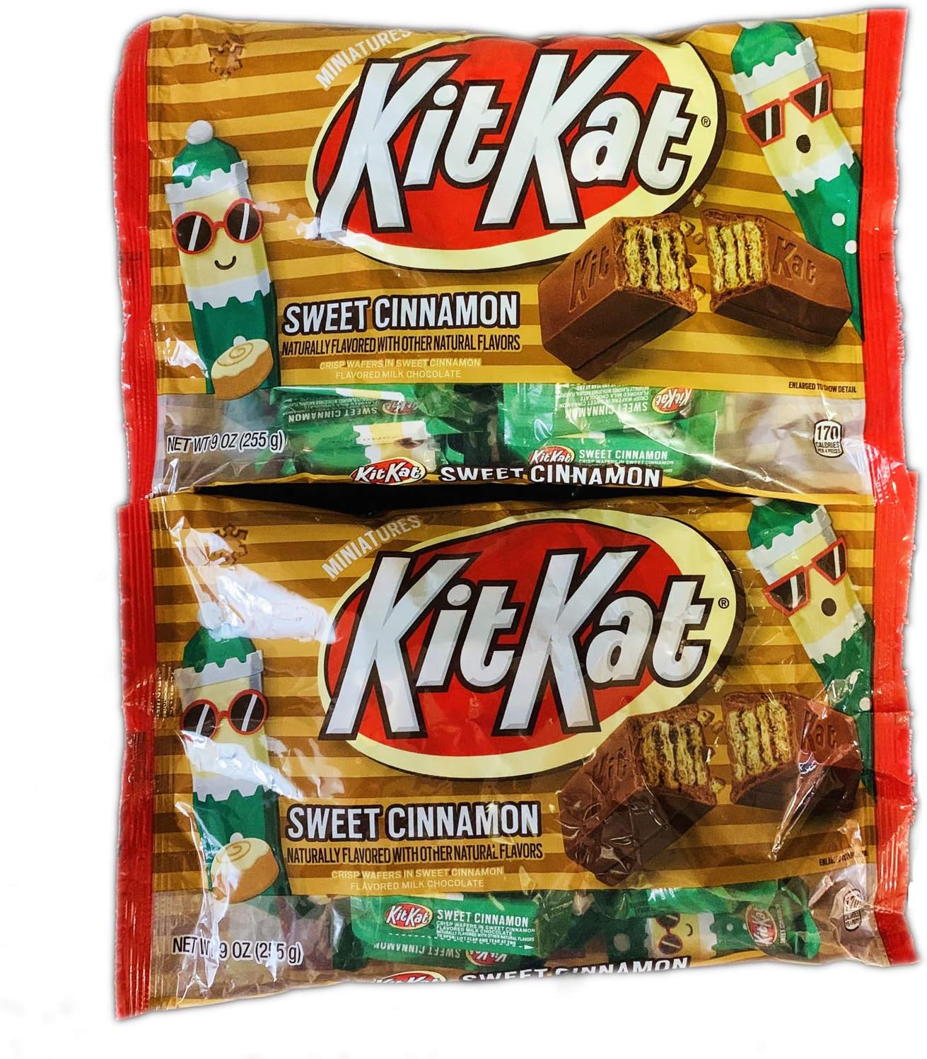 Kit Kat Miniatures Sweet Cinnamon 9 Oz Pack Of 2! Crisp Wafers In Sweet Cinnamon Flavored Milk Chocolate! Wafers Milk Chocolate Candy Bar! Perfect for Stocking Stuffing, Holiday Parties & Gift Bags!