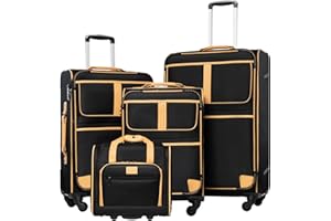 Coolife Luggage 4 Piece Set Suitcase Expandable TSA lock spinner softshell