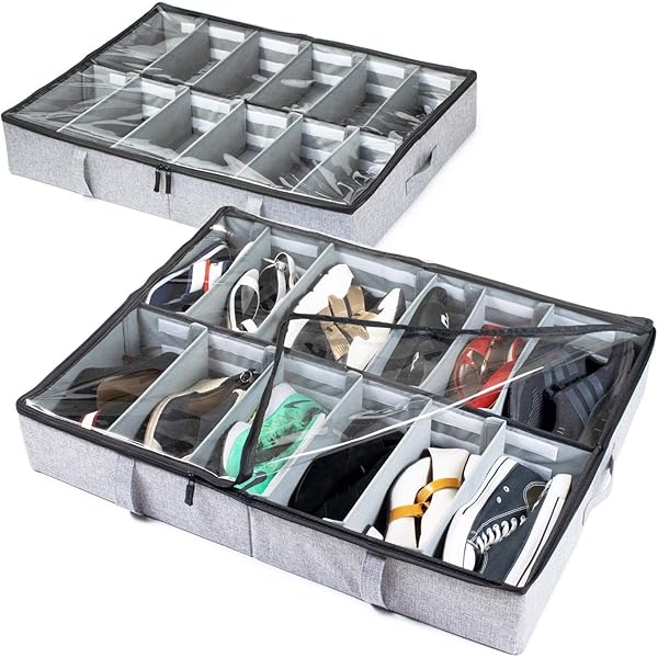 caja organizadora de zapatos bajo cama
